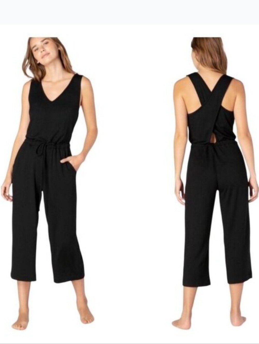 Beyond Yoga Farrah Cropped Jumpsuit with Tie Waist Xs